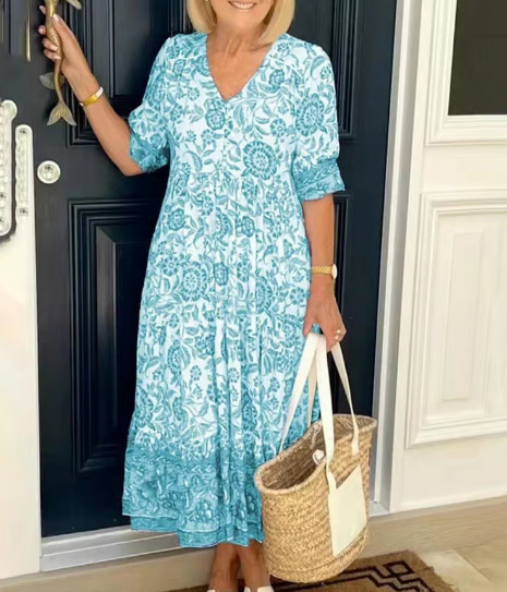 💖 UTOLSÓ NAPI PROMÓCIÓ - 50% KEDVEZMÉNY 💖V-nyakú hangulatos bohém legújabb stílusú ruha👗