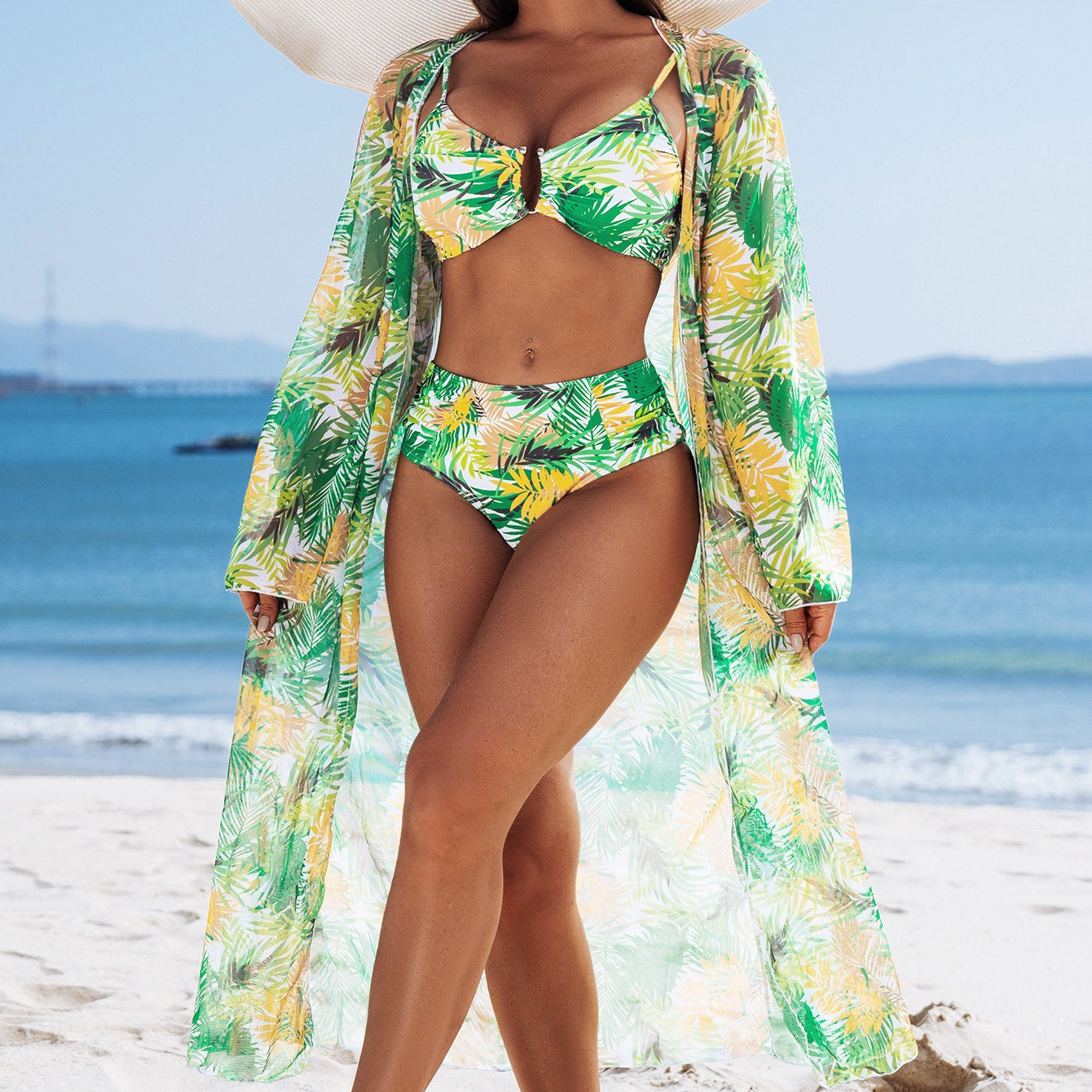 🔥👙【S-2XL】Női divatos, szexi, nyomtatott fürdőruha 3 darabos szett