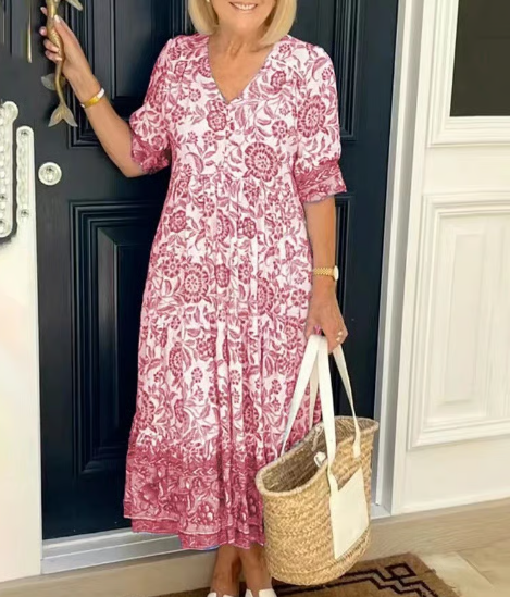 💖 UTOLSÓ NAPI PROMÓCIÓ - 50% KEDVEZMÉNY 💖V-nyakú hangulatos bohém legújabb stílusú ruha👗