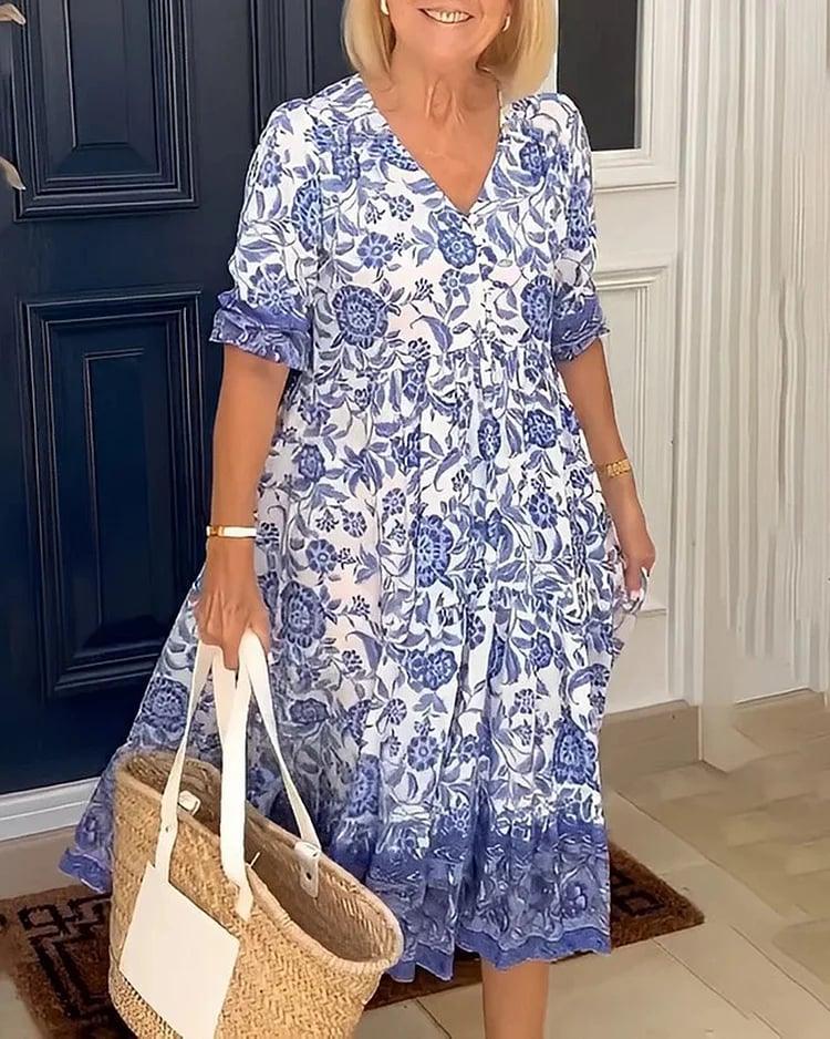 💖 UTOLSÓ NAPI PROMÓCIÓ - 50% KEDVEZMÉNY 💖V-nyakú hangulatos bohém legújabb stílusú ruha👗