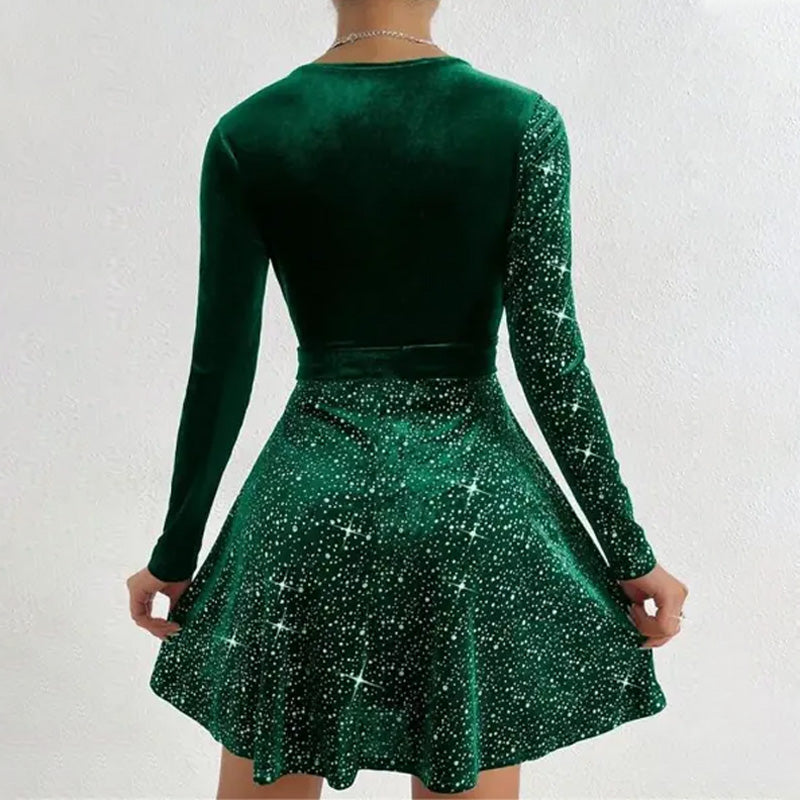💖Sequin ruha mélyen dekoltált nyakkivágással