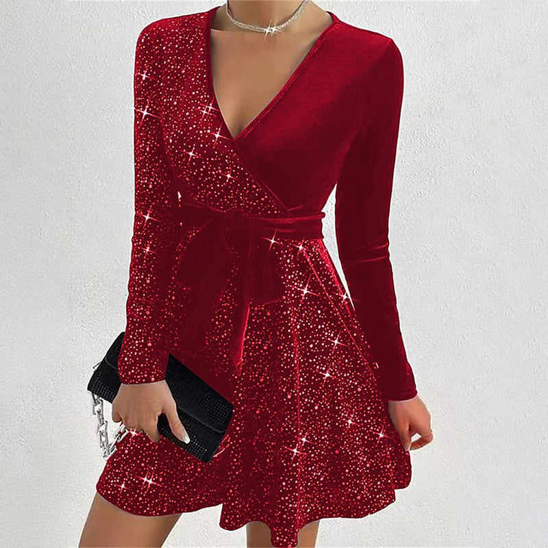 💖Sequin ruha mélyen dekoltált nyakkivágással