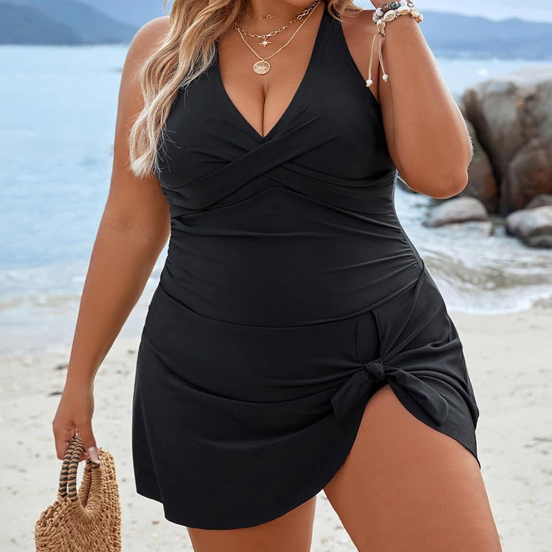 Női Plus Size Halter nyakú egyrészes fürdőruha