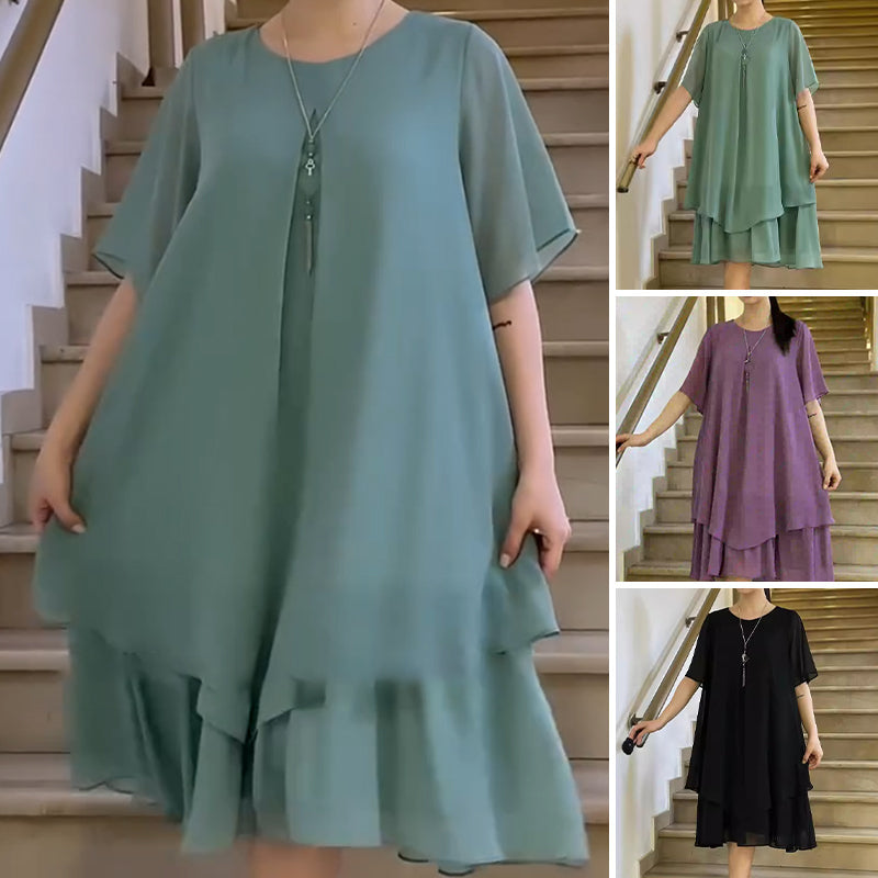 【S-4XL】🎀Női egyszínű alkalmi női plusz méret plusz méret ruha