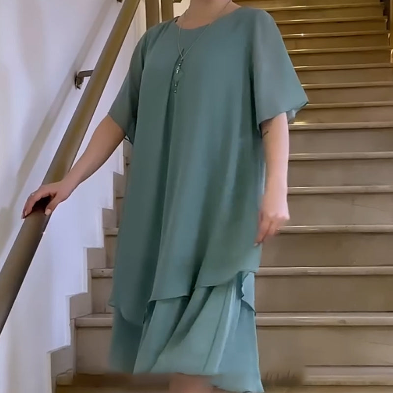 【S-4XL】🎀Női egyszínű alkalmi női plusz méret plusz méret ruha