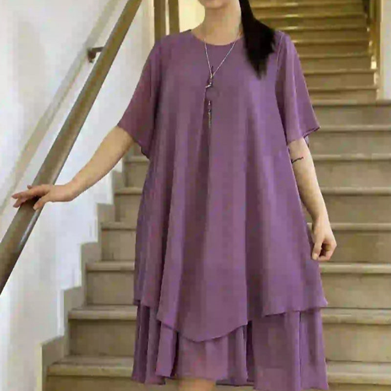 【S-4XL】🎀Női egyszínű alkalmi női plusz méret plusz méret ruha
