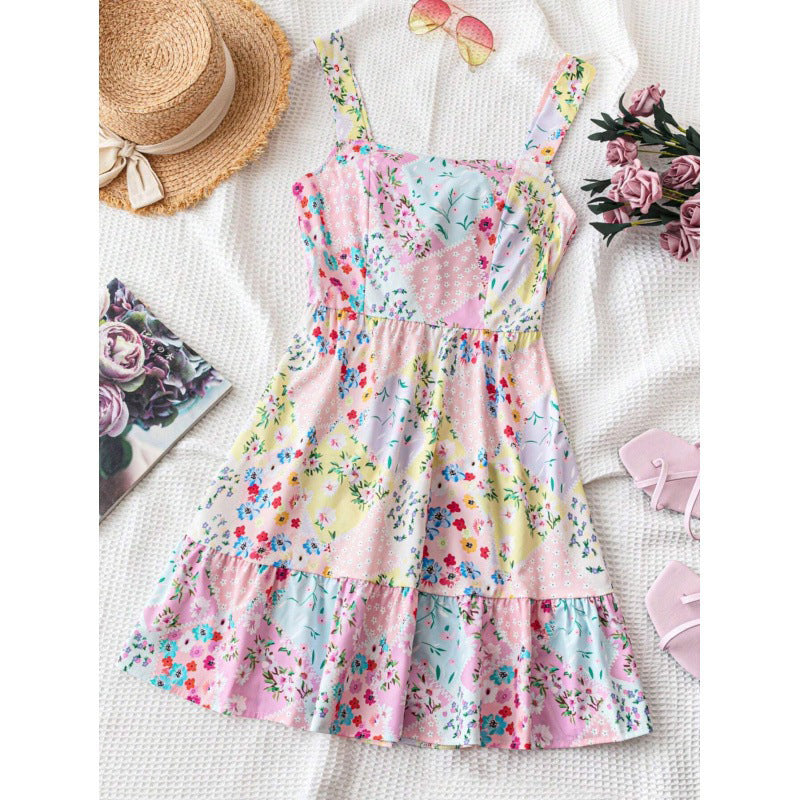 🌸 A romantika virágzik! Virágmintás ujjatlan miniszoknya a nyári eleganciáért 👗