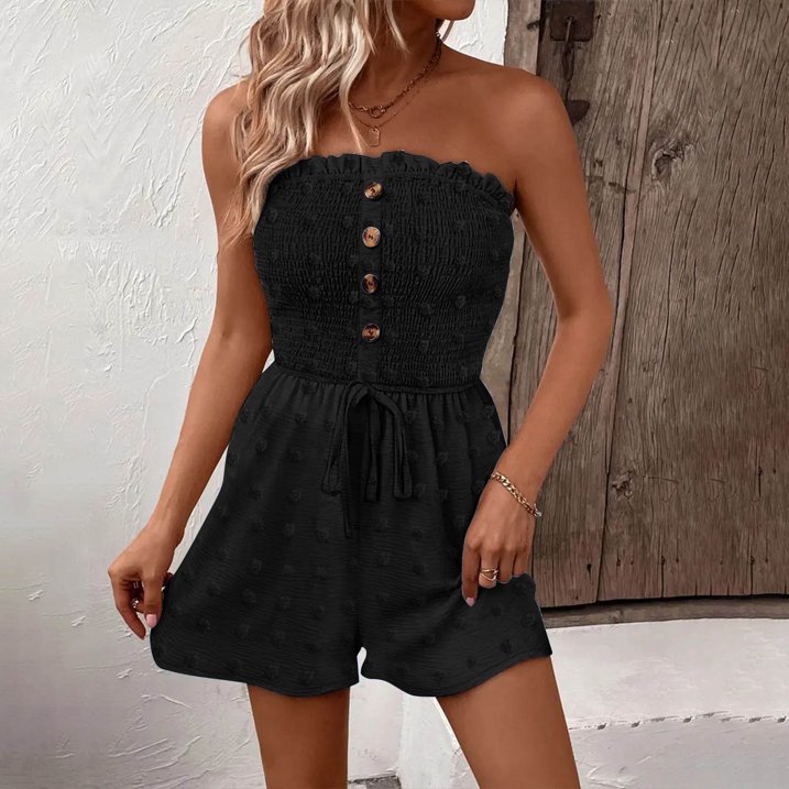 đUTOLSĂ NAPI PROMĂCIĂ - 50% KEDVEZMĂNYđNĆi pĂĄnt nĂ©lkĂŒli Frill Trim Shirred Tie Front szĂ©les lĂĄbĂș csĆ Romper