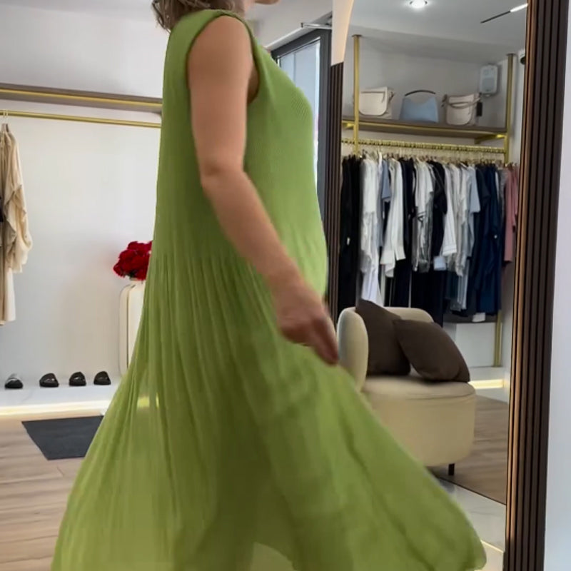 đUTOLSĂ NAPI PROMĂCIĂ - 50% KEDVEZMĂNYđNĆi divat sifon ujjatlan plisszĂrozott ruha