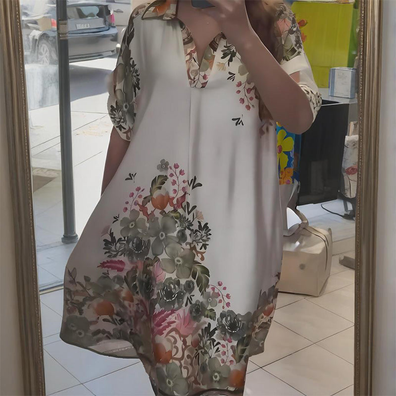 💖 UTOLSÓ NAPI PROMÓCIÓ - 50% KEDVEZMÉNY 💖Laza V-nyakú hajtókás tervezés virágos ruha