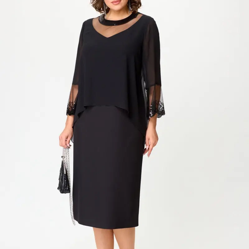 đ UTOLSĂ NAPI PROMĂCIĂ - 50% KEDVEZMĂNY đNĆi elegĂĄns fekete 3/4 ujjĂș ceruzaruha