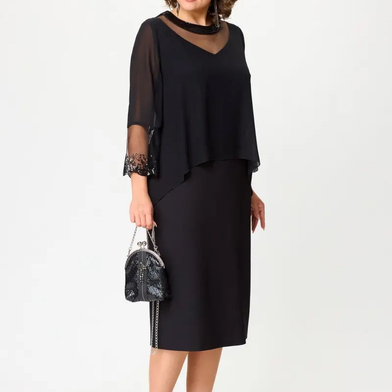 đ UTOLSĂ NAPI PROMĂCIĂ - 50% KEDVEZMĂNY đNĆi elegĂĄns fekete 3/4 ujjĂș ceruzaruha