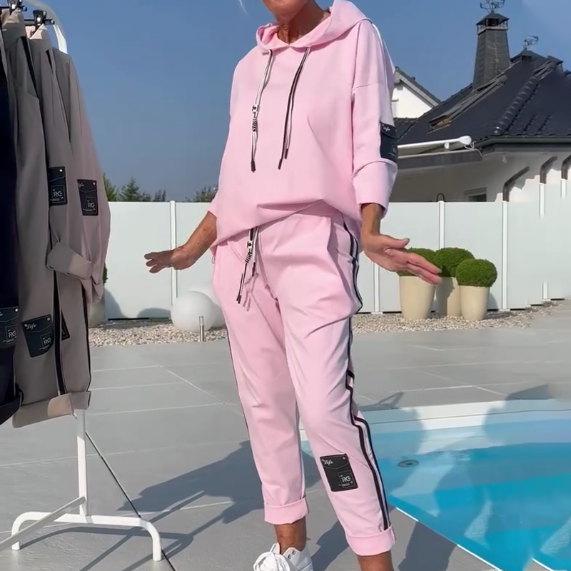 💖 UTOLSÓ NAPI PROMÓCIÓ - 50% KEDVEZMÉNY 💖Női kapucnis pulóver és jogging nadrág 2 darabos alkalmi szett