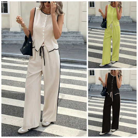 💖 UTOLSÓ NAPI PROMÓCIÓ - 50% KEDVEZMÉNY 💖Női Wrap ujjatlan mellény húzózsinórral derék Cincher 2 darabos szettel