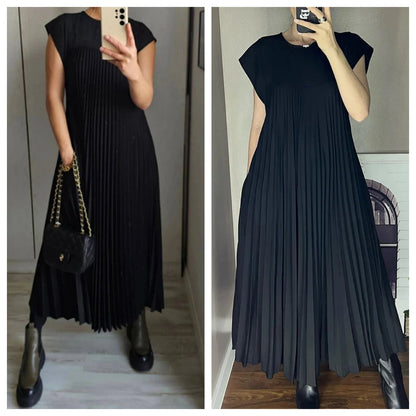 【M-3XL】2025💕Női pliszírozott ruha egyszínűben👗