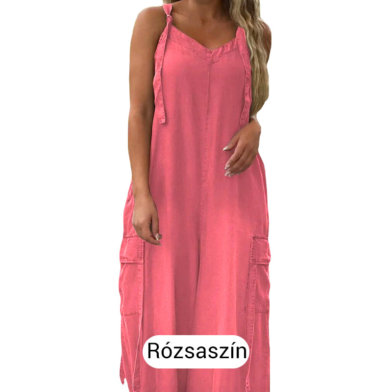 Női Laza, Széles Lábú Overál Zsebekkel