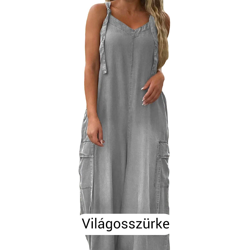 Női Laza, Széles Lábú Overál Zsebekkel