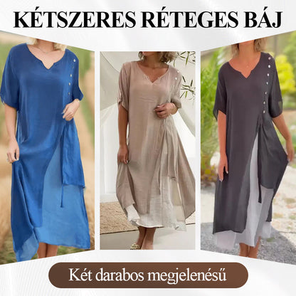 Női, két darabos megjelenésű, lebegő midi ruha
