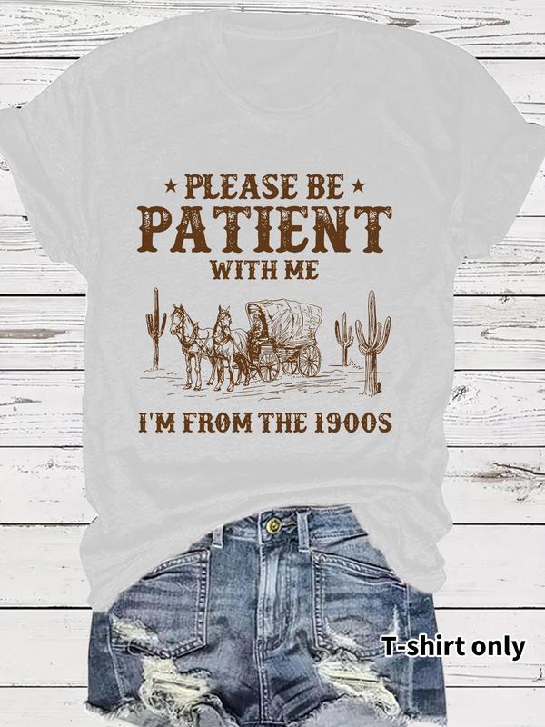 💖 UTOLSÓ NAPI PROMÓCIÓ - 50% KEDVEZMÉNY 💖 Női Vintage Letter Print kerek nyakú Tee