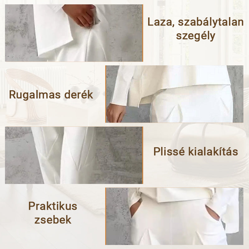 💖UTOLSÓ NAPI PROMÓCIÓ - 50% KEDVEZMÉNY💖2 részes szett hosszú ujjú, kereknyakú blúzzal és nadrággal