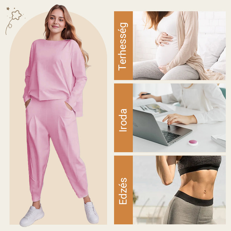 💖UTOLSÓ NAPI PROMÓCIÓ - 50% KEDVEZMÉNY💖2 részes szett hosszú ujjú, kereknyakú blúzzal és nadrággal