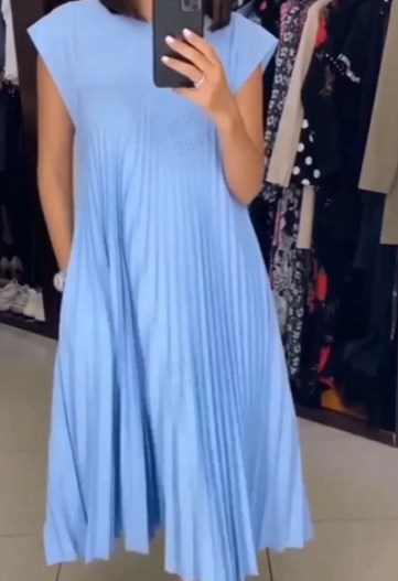 【M-3XL】2025💕Női pliszírozott ruha egyszínűben👗