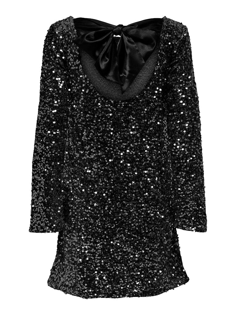 🎀Dance All Night Sequin Vissza Tie Up Bow Loose Mini Cutee ruha🎀