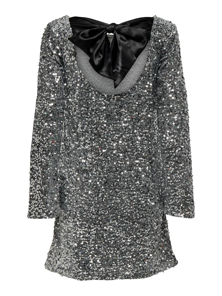 🎀Dance All Night Sequin Vissza Tie Up Bow Loose Mini Cutee ruha🎀