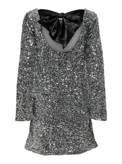 🎀Dance All Night Sequin Vissza Tie Up Bow Loose Mini Cutee ruha🎀