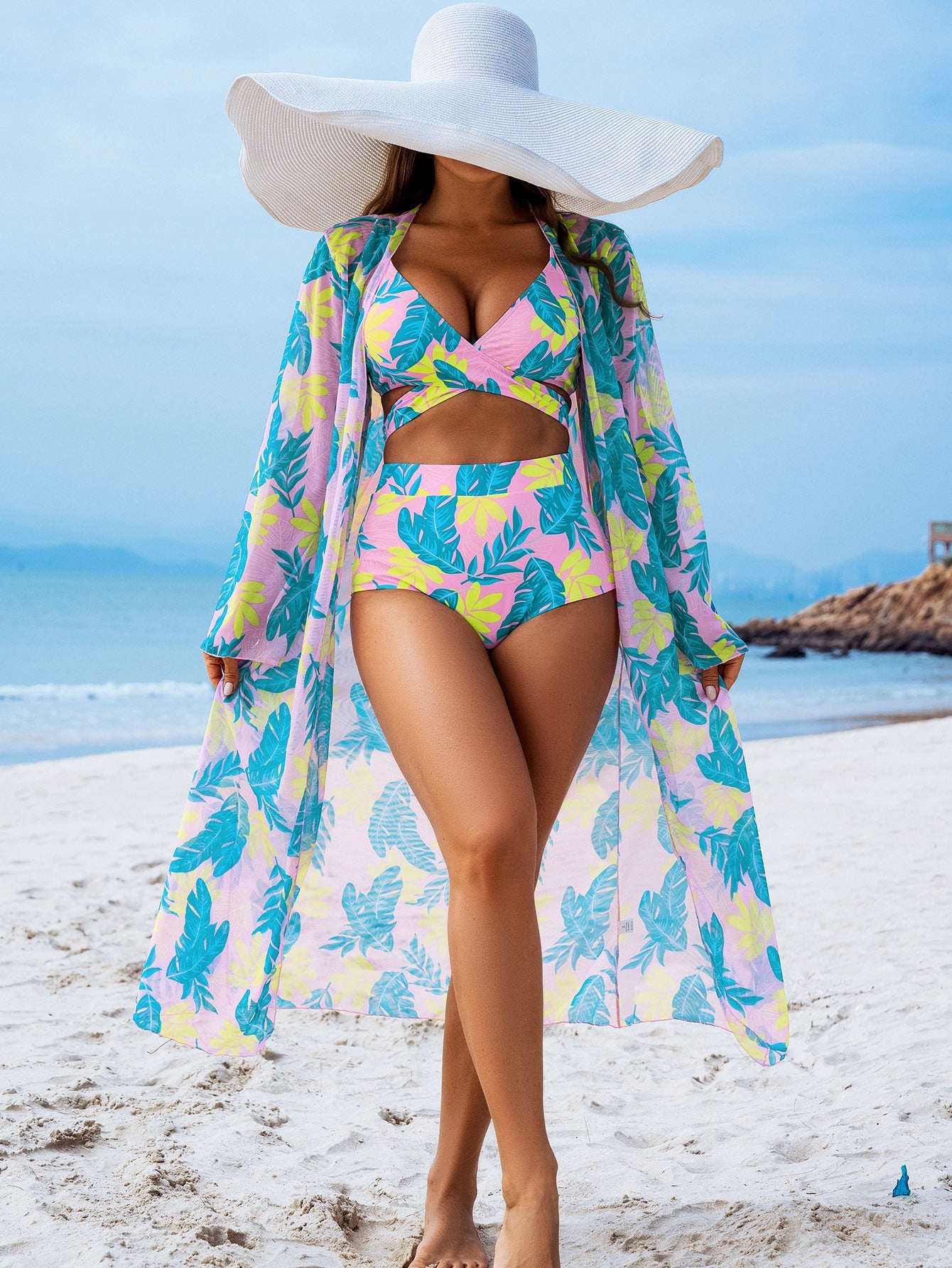 🔥👙【S-2XL】Női divatos, szexi, nyomtatott fürdőruha 3 darabos szett
