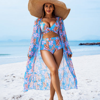 🔥👙【S-2XL】Női divatos, szexi, nyomtatott fürdőruha 3 darabos szett