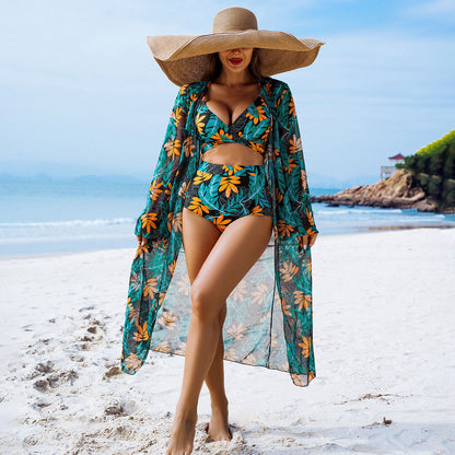 🔥👙【S-2XL】Női divatos, szexi, nyomtatott fürdőruha 3 darabos szett