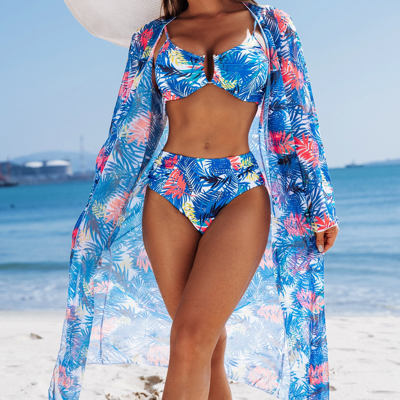 🔥👙【S-2XL】Női divatos, szexi, nyomtatott fürdőruha 3 darabos szett