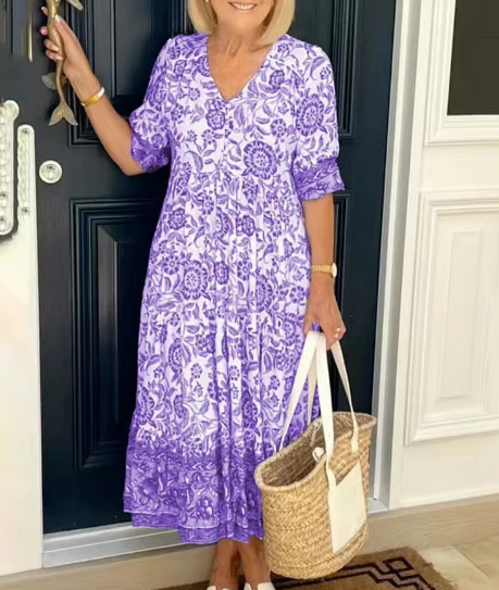 💖 UTOLSÓ NAPI PROMÓCIÓ - 50% KEDVEZMÉNY 💖V-nyakú hangulatos bohém legújabb stílusú ruha👗
