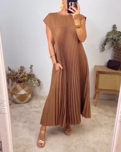 【M-3XL】2025💕Női pliszírozott ruha egyszínűben👗