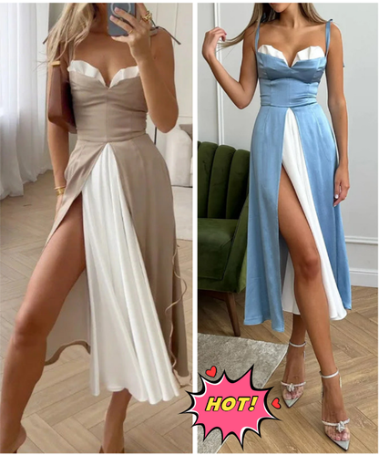 💖UTOLSÓ NAPI PROMÓCIÓ - 50% KEDVEZMÉNY💖Női ujjatlan, színes, rakott hosszú ruha