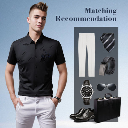 🔥Hot Sale 60% Off🔥Men's Business rövid ujjú gomb lefelé ing