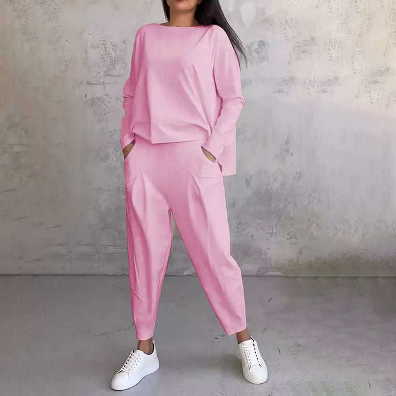 💖UTOLSÓ NAPI PROMÓCIÓ - 50% KEDVEZMÉNY💖2 részes szett hosszú ujjú, kereknyakú blúzzal és nadrággal
