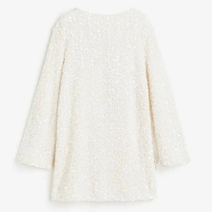 🎀Dance All Night Sequin Vissza Tie Up Bow Loose Mini Cutee ruha🎀