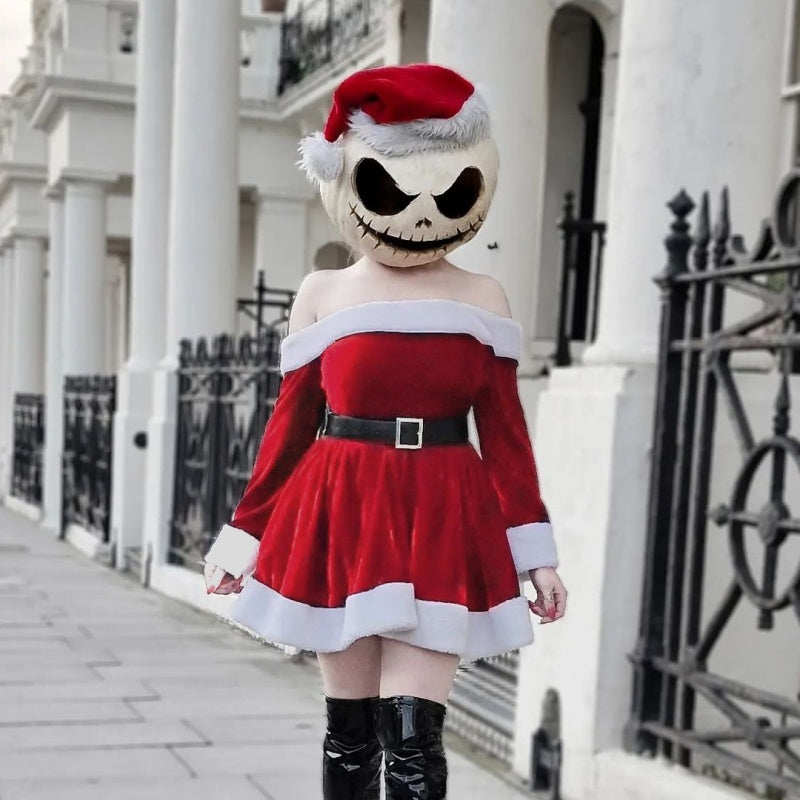 🎅Karácsonyi party csillag💃Női karácsonyi egyvállas A-Swing ruha