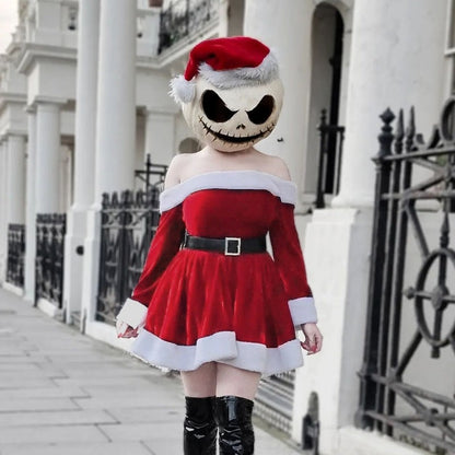 🎅Karácsonyi party csillag💃Női karácsonyi egyvállas A-Swing ruha