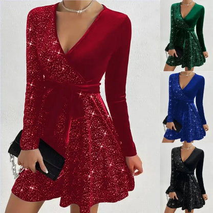 💖Sequin ruha mélyen dekoltált nyakkivágással