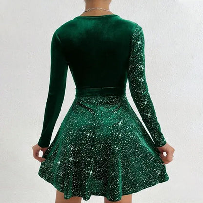 💖Sequin ruha mélyen dekoltált nyakkivágással