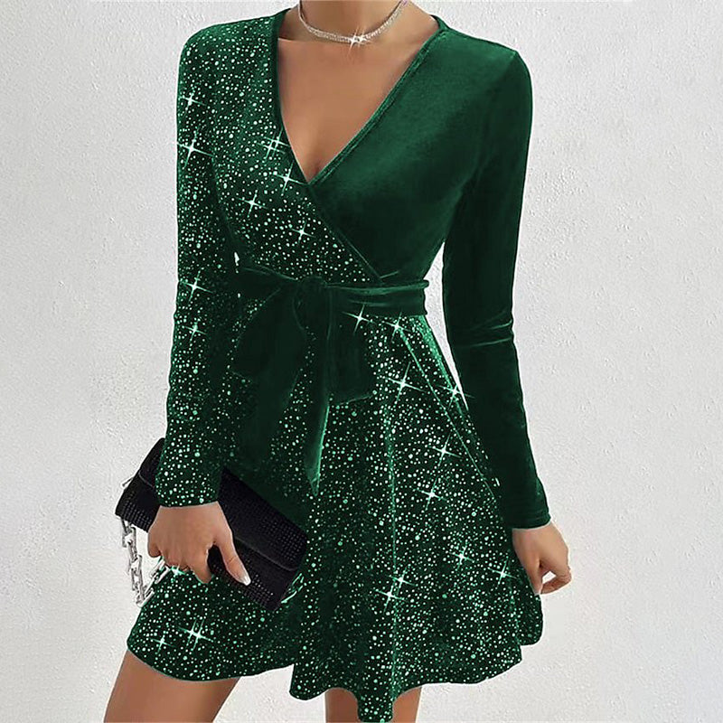 💖Sequin ruha mélyen dekoltált nyakkivágással