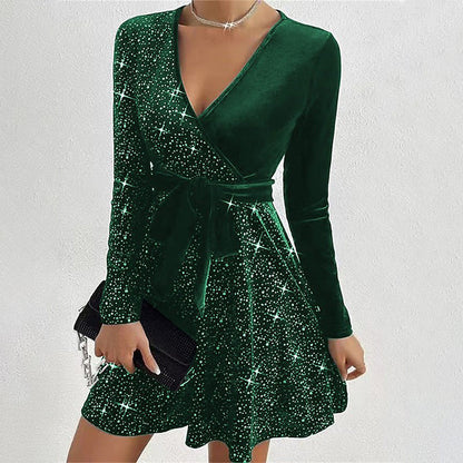 💖Sequin ruha mélyen dekoltált nyakkivágással