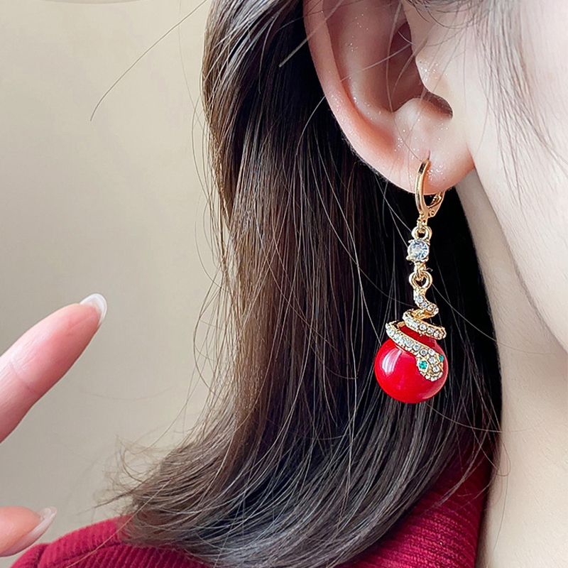 🐍Újévi akció🎀 Aranyozott kígyó gyöngy fülbevaló