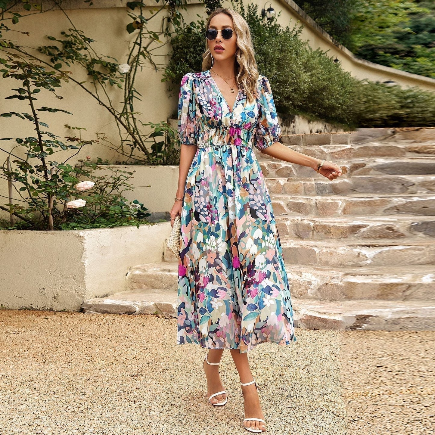 🔥V-nyakú kényelmes boho ruha