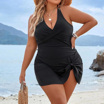 Női Plus Size Halter nyakú egyrészes fürdőruha