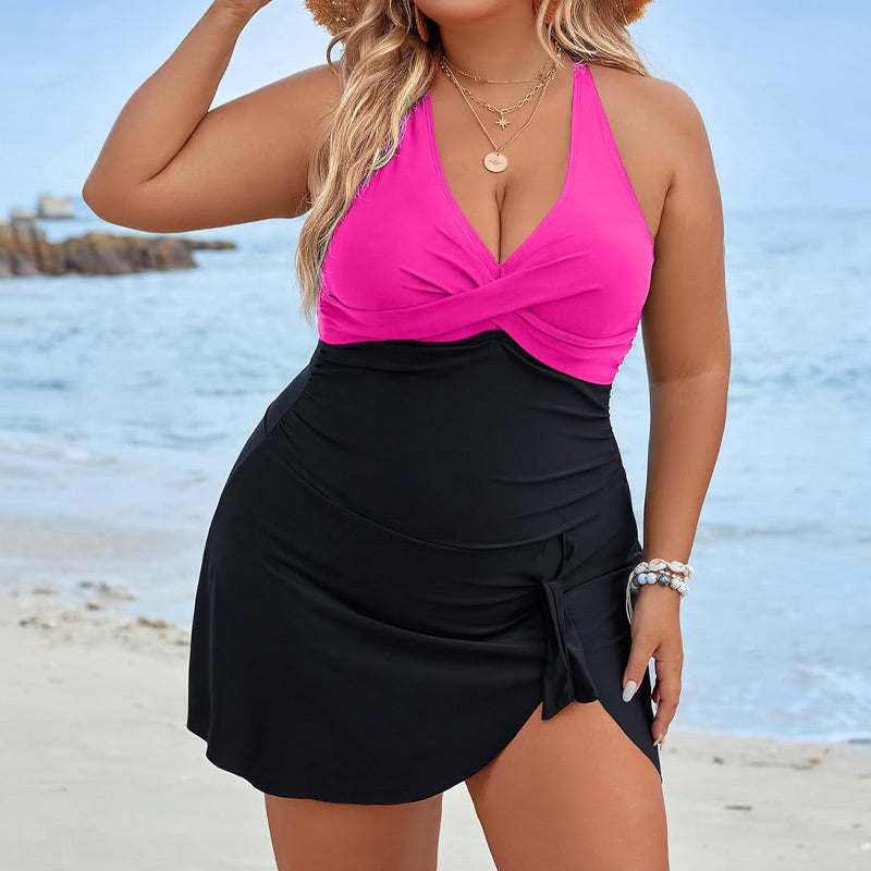 Női Plus Size Halter nyakú egyrészes fürdőruha