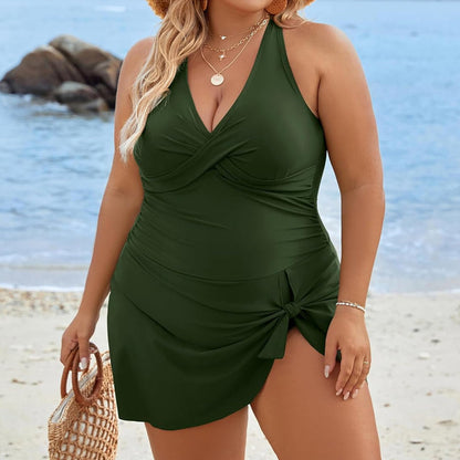 Női Plus Size Halter nyakú egyrészes fürdőruha